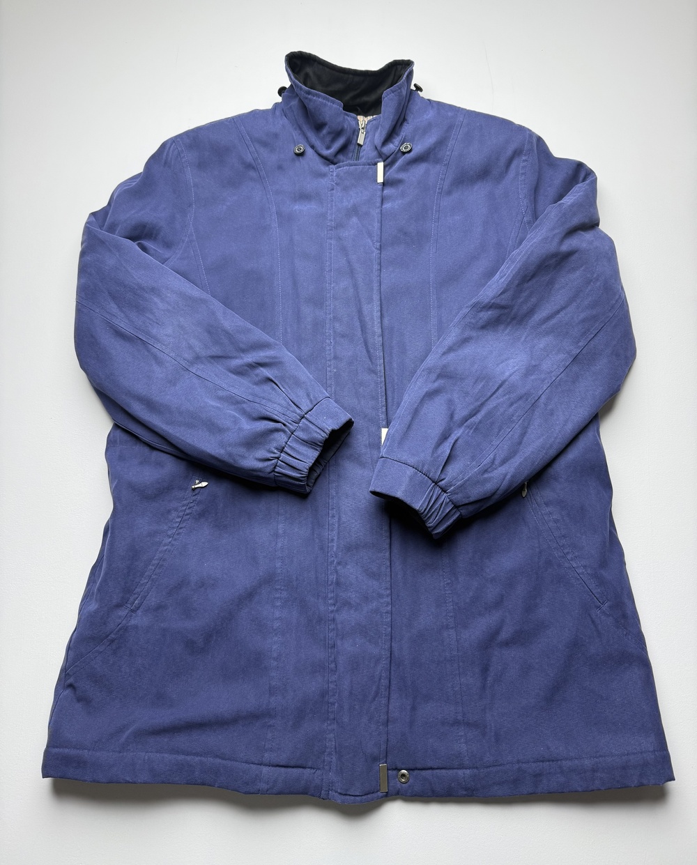 London Fog Coat Womens Large Blue Insulated Parka Full Zip Pockets Outdoor